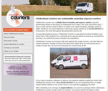 screenshot od Cheltenham Couriers website